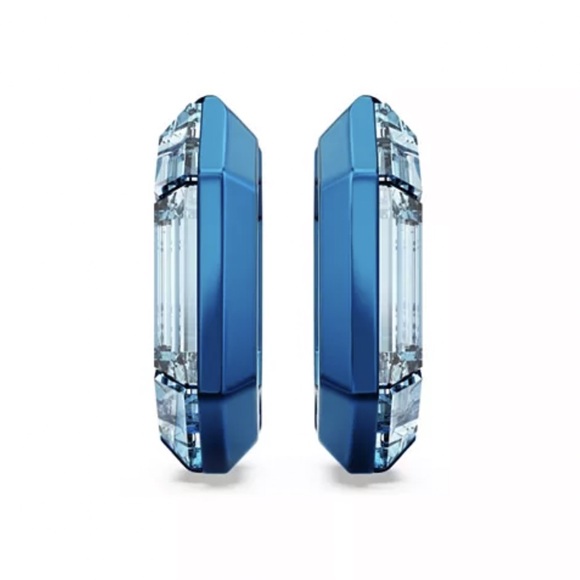 Swarovski Blue Lucent Octagon Hoop Earrings - Picture 5 of 15